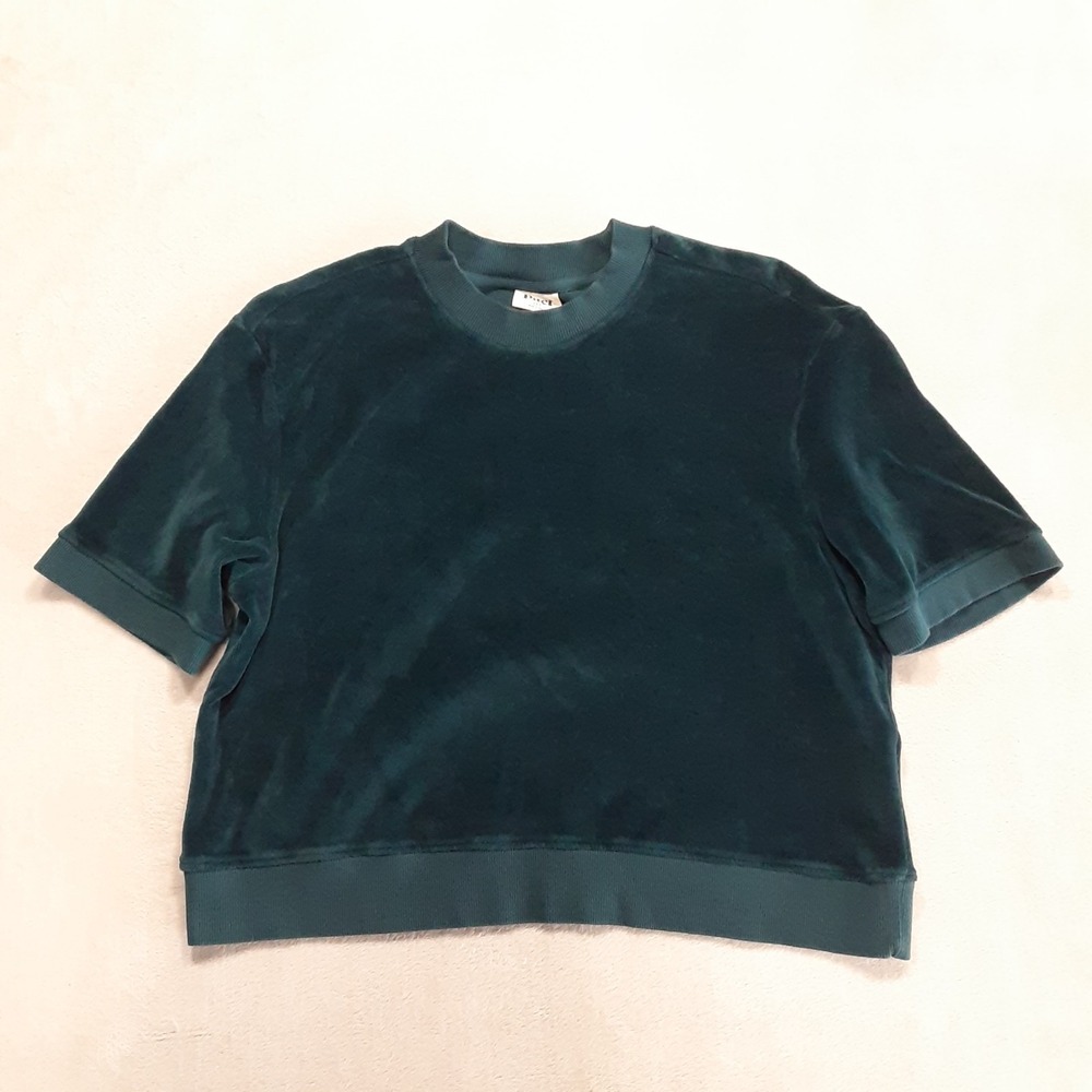 Pact Women's Pure Velour Sweatshirt  Tee Small Deep Teal Green Organic Cotton